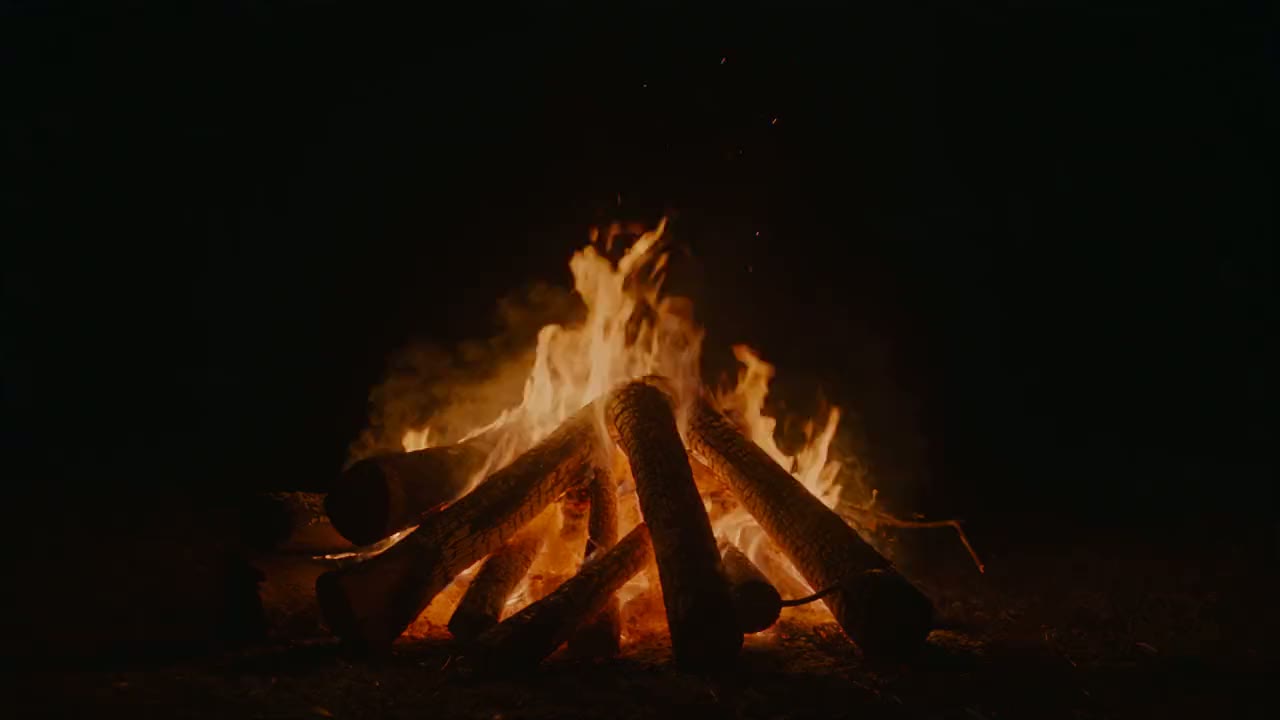 Bonfire glowing at night